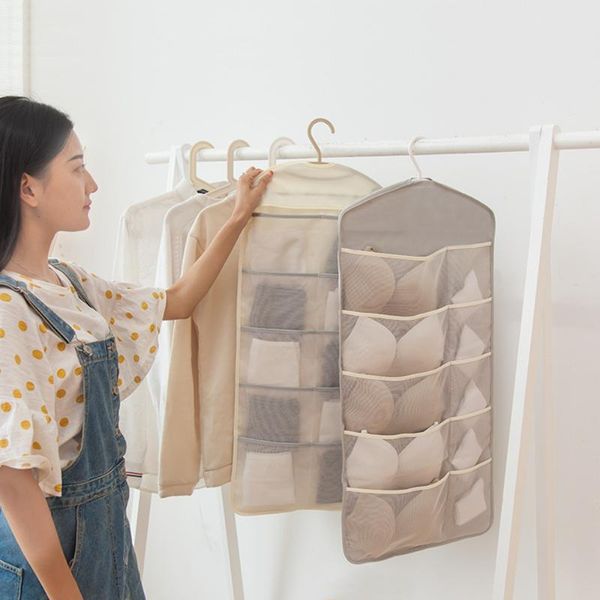 

storage bags korean home mesh underwear and tights hanging bag foldable wardrobe