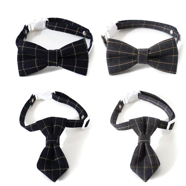 

cat collars & leads plaid bowknot collar breakaway adjustable puppy chihuahua bow tie cotton pets kitten necklace pet accessories