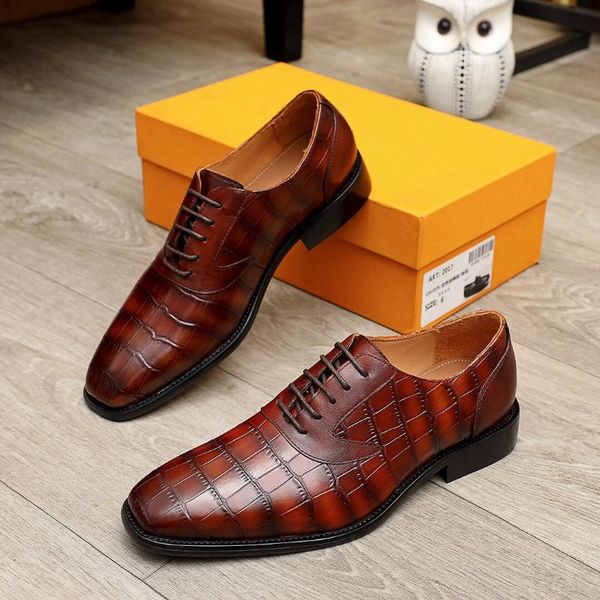 

dress shoes casual business leather fashion men's design material special texture designer brand 5633, Black