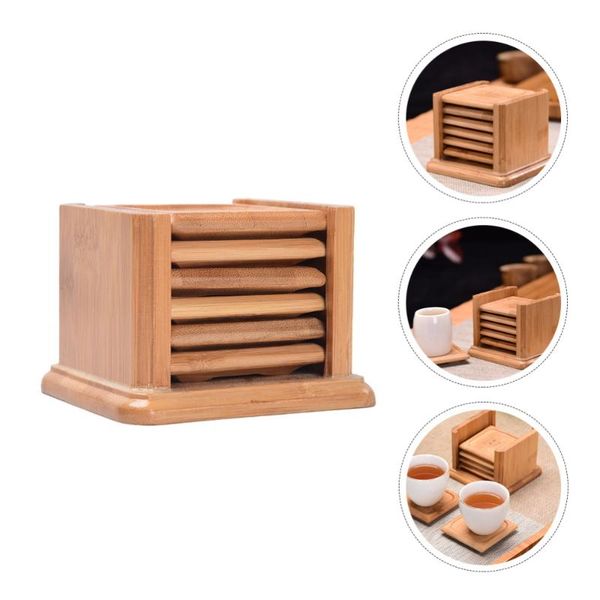 

mats & pads 1 set of heat resistant bamboo coasters coffee cup with rack