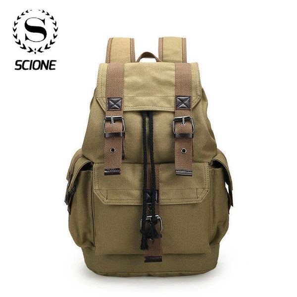 

backpack scione vintage for men women large capacity leisure bag travel school students men's canvas bucket