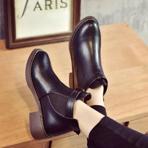 

boots plus size 35-40 winter casual women pumps warm ankle waterproof high heels snow shoes botas patent muje, Black
