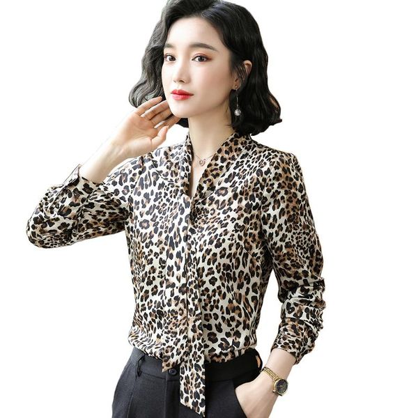 

women's blouses & shirts 2021 fashion ladies leopard women latest full sleeve shirt for work, White