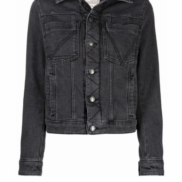 

women's jackets women jacket 2021 grey lapel color contrast cotton denim back figure image, Black;brown