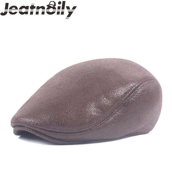

berets 2021 autumn winter pu leather caps for men visor hat solid color beret z-xjbl070, Blue;gray