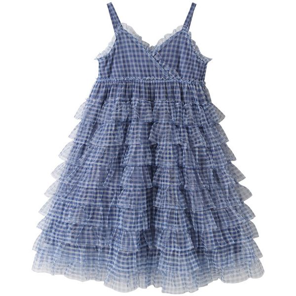 

2021 summer big girl princess dress teens sundress teenager kid girls dresses children blue plaid party clothing casual 3-13y, Red;yellow