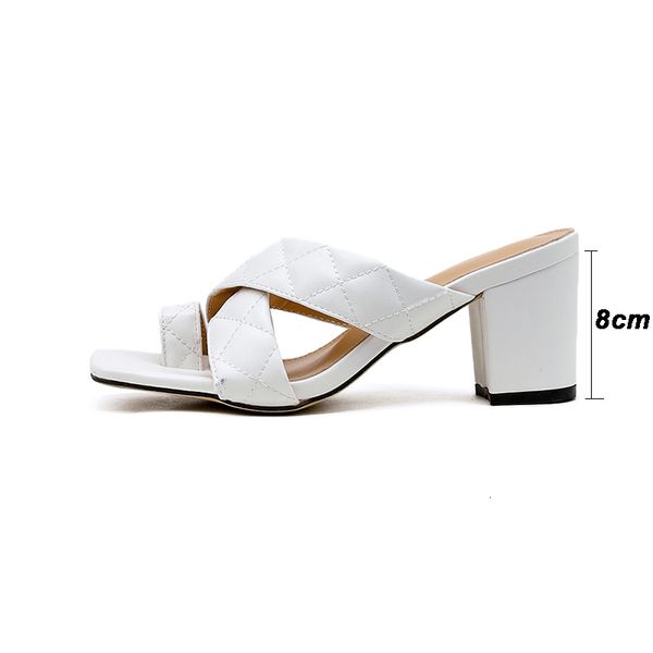 

sandals summer women mule slippers white black sandals shoes square toe slides high heel summer woman big size 35-42 2rna