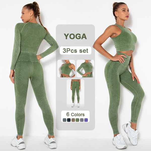 

yoga outfit seamless set women sport crop sports bra high waist leggings 2 piece fitness tracksuit workout clothes