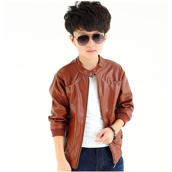 

jackets boys pu jacket coat fashion children leather teenager outwear spring autumn clothes 3-12 years, Blue;gray