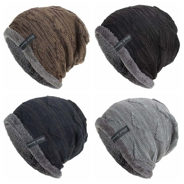 

men women soft windproof comfortable knitted hats sport hat ear protection beanies winter fleece thick warm bonnet outdoor, Black;white