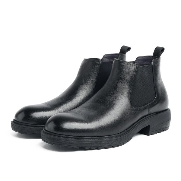 Мода черная / коричневая платформа теплые зимние ботинки платья платье сапоги натуральные ботинки кожи мужские ботильоны