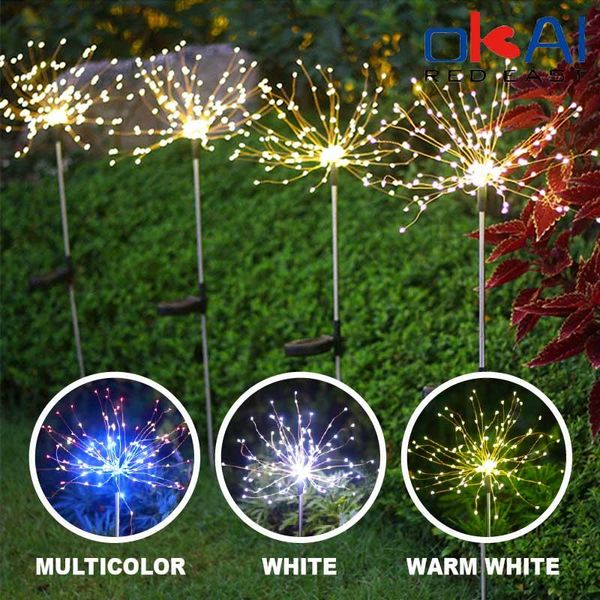 

strings solar powered outdoor grass globe dandelion lamp 90/120/150 led for garden lawn landscape holiday light.