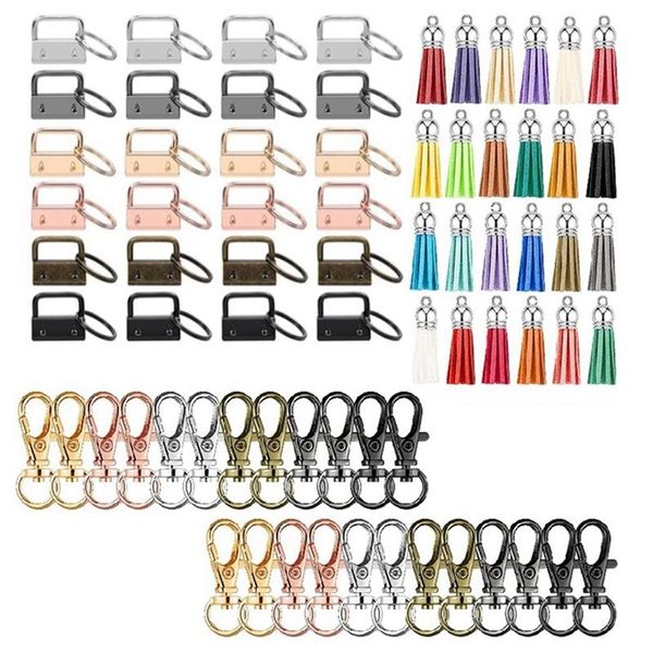 

keychains 72pcs key fob hardware set including 24 hardware, colorful keychain tassel and swivel snap hooks,6 colors, Silver