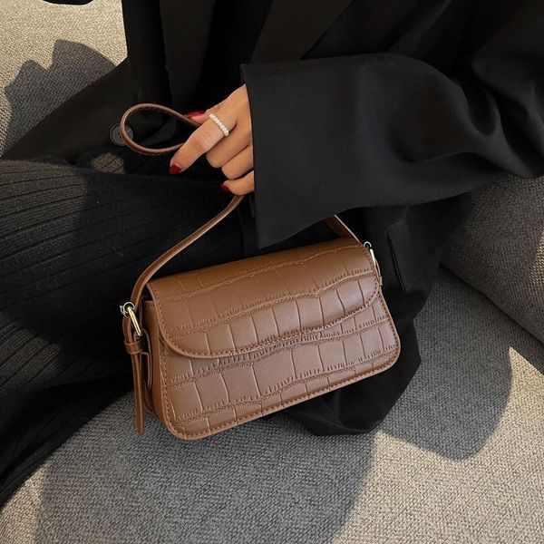 

evening bags women's bag shoulder 2021 pu ladies messenger trendy fashion stone pattern embossed solid color small square