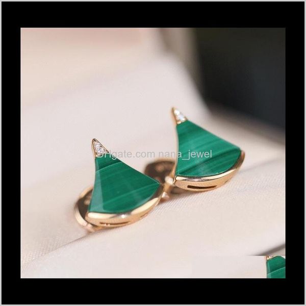 

design v gold material luxurious quality stud earring with malachite and white shell sparkly diamond wedding je qyljob new_dhbest, Golden;silver