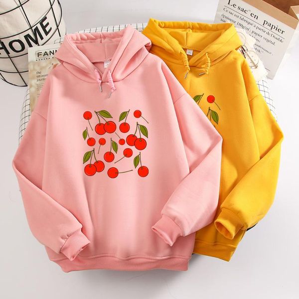 

cute cherry sweatshirt oversize harajuku hoodie woman autumn winter long sleeve sweetshirt for girls plus size hoodies pink women's &, Black