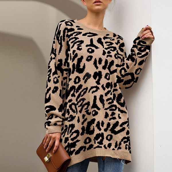 

women's sweaters fashion winter print long sleeve female pullovers casual sweater woman leopard knitted sweaterloose, White;black