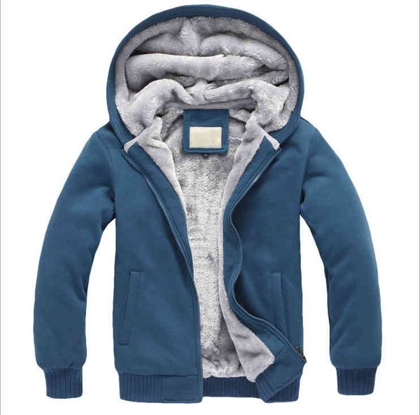 

autumn and winter warm sweater men's hooded plush thickened cardigan baseball printable et, Black