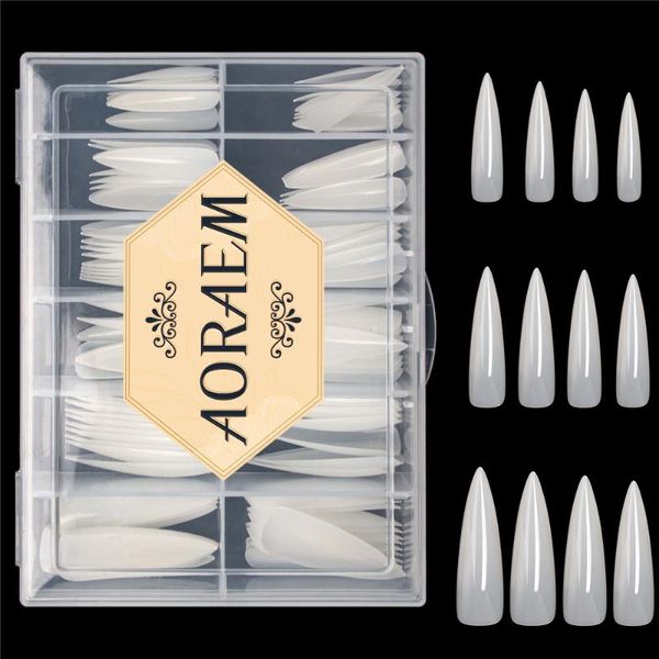 

false nails aoraem nail art for manicure 120pcs stiletto full cover ongle tip fake extension xl extra long, Red;gold