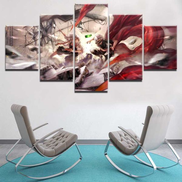 

canvas wall art 5 pieces home decor modern paintings tokyo ghoul anime figure posters pictures for living room decoration prints