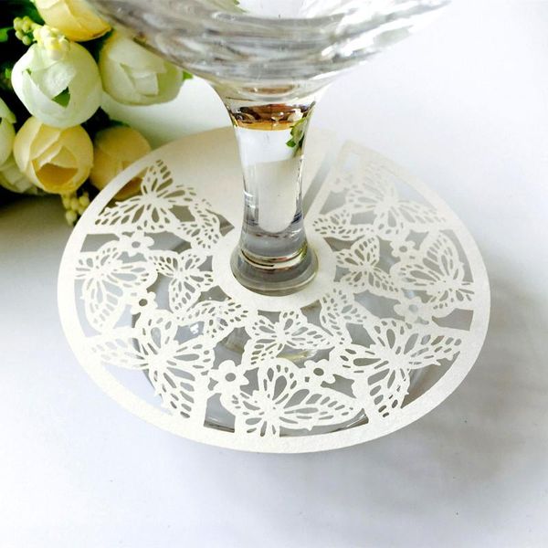 

disposable dinnerware paper tray 100pcs invitation decoration card wine cup laser hollow butterfly seat signature wedding 6z