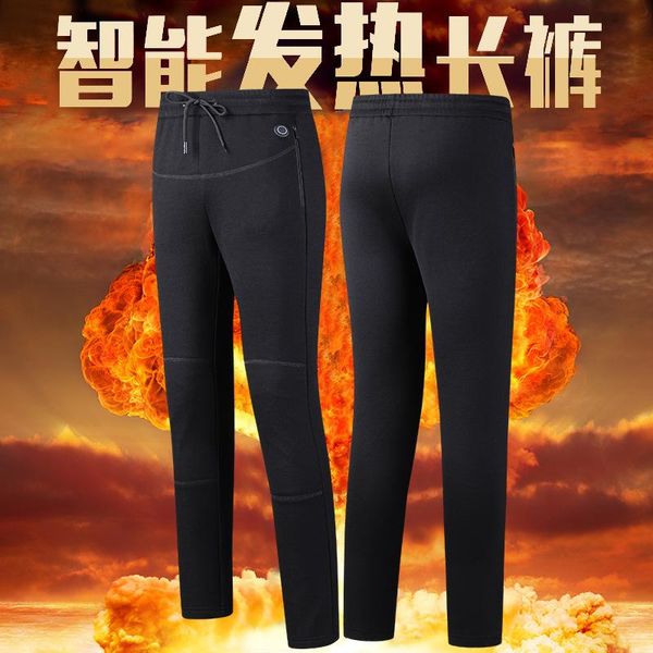 

racing pants winter cycling heated men women fleece electric smart usb heating trousers insulated windproof, Black;blue