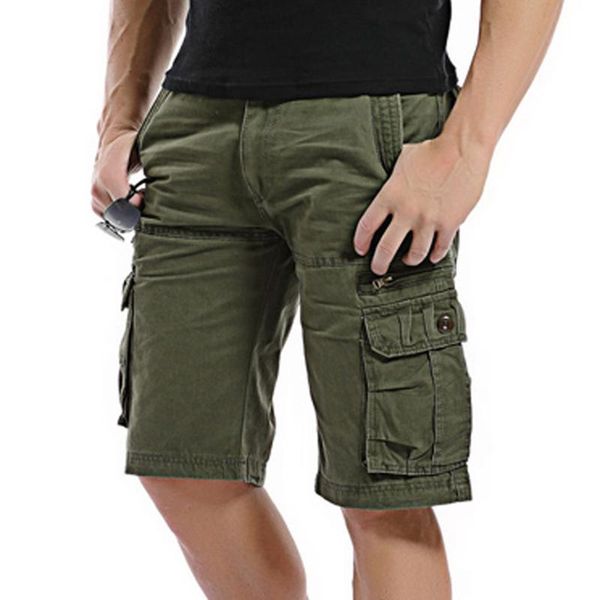 

men's shorts men simple solid casual male military cargo knee length mens summer outdoors short pants homme 2021, White;black