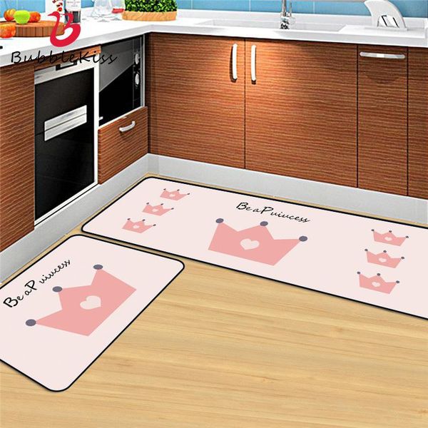 

carpets bubble kiss pink kitchen mat nordic style cartoon crown decor pattern custom rug home oil absorption washable
