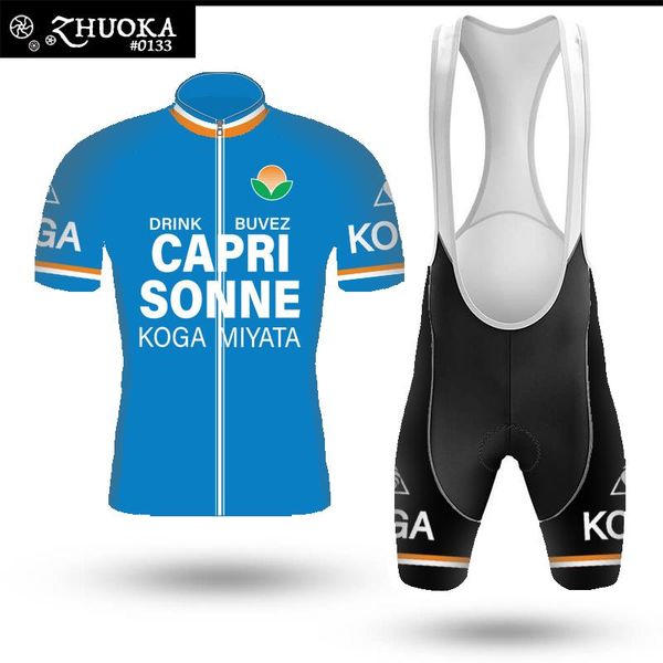 

zhuoka hygroscopic, sweat wicking, breathable and sunscreen to customize summer cycling suit short sleeve man racing sets, Black;blue