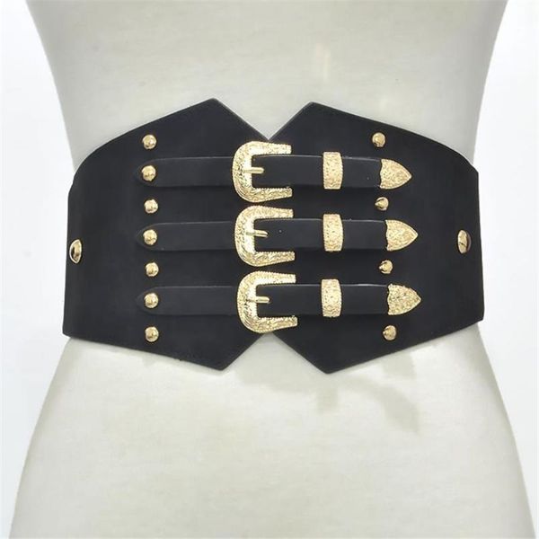 

black punk gothic belts cummerbunds pu leather elastic corset wide for dresses vintage ladies accessories belt, Black;brown