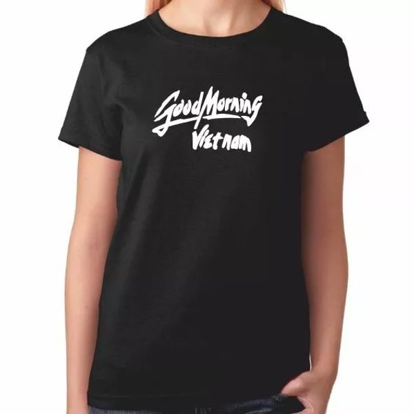 

Ladies GOOD MORNING VIETNAM Tshirt - Gift Present DVD Robin Williams, White;black