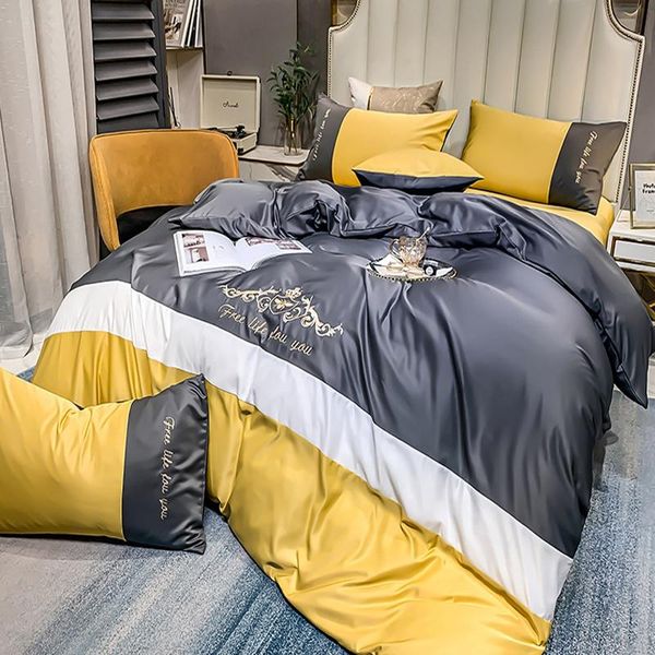 

bedding sets fashion twin full  king size silk/satin 4pcs set bedclothes duvet cover pillowcases bed sheet home textiles