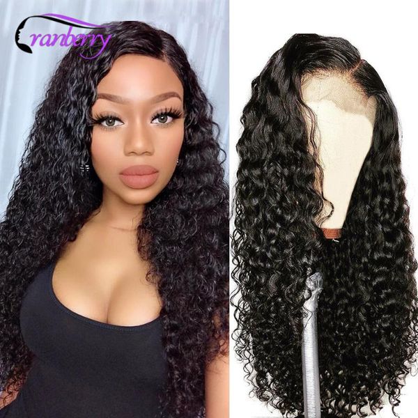 

lace wigs cranberry 13x4 water wave front wig human hair for black women pre plucked remy brazilian 4x4 closure, Black;brown