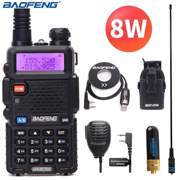 Baofeng UV-5R 8W Alta Potência 10km VHF/UHF Rádio em Dois Sentidos Walkie Talkie CB Ham Portátil Pofung UV5R para Caça 210817