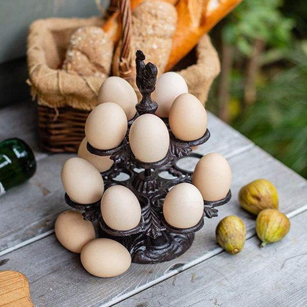 

heavy duty retro cast iron eggs holder counterdecor kitchen & dining room organization egg stroage display rack j2y storage