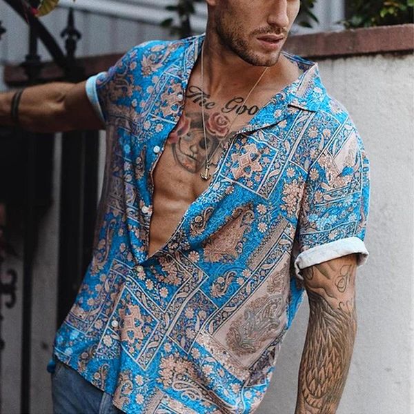 

men's casual shirts european and american hawaiian beach print short sleeves with real pos, White;black