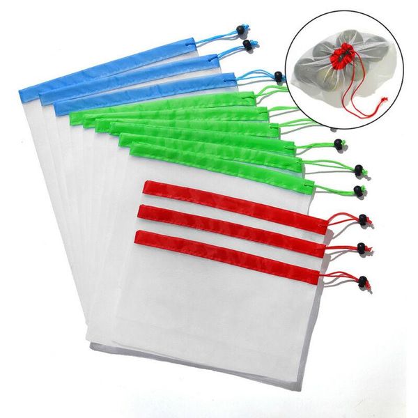 

outdoor bags 12pcs reusable mesh drawstring bag kitchen storage