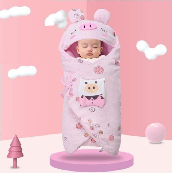 

baby blanket warm cartoon ears toddler envelope swaddle winter born swaddling wrap sleeping bag bed crib quilt infant bags