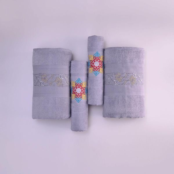 

part embroideried anthracite baths set towel
