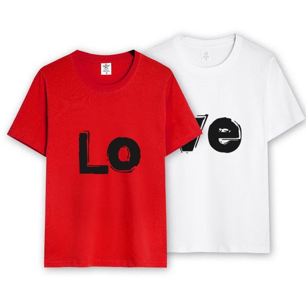 

women's t-shirt summer cotton couple t shirt love letter printed tshirt lovers' short sleeve tee women and men clothes camisetas, White