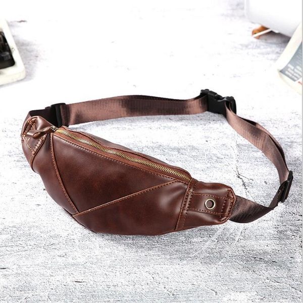 

spring men's trendy fashion waist bag pu retro messenger mobile phone bags
