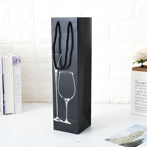 

gift wrap 20 pcs/lot red wine paper handbag bottle carrier bag double gold foil