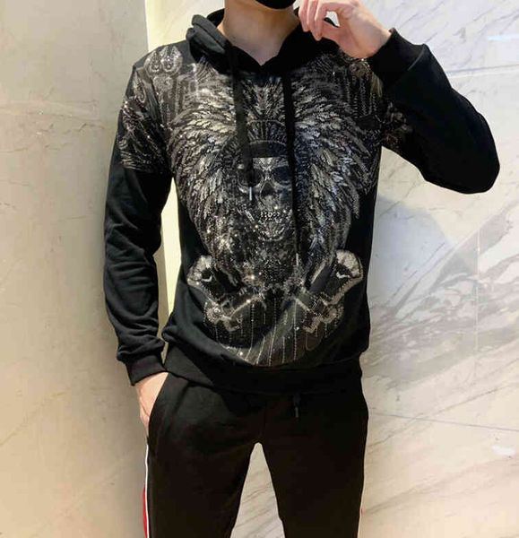 

men's hoodies & sweatshirts sweatpants with hoodie hip hop male/female sweatershirts winter puncture s apparel, Black
