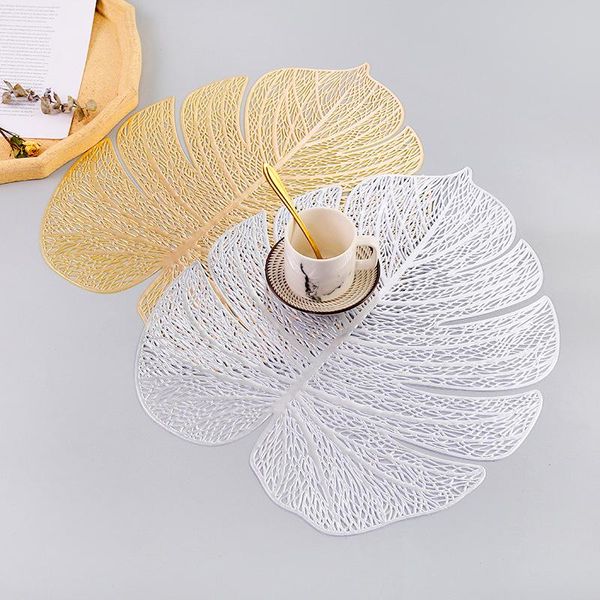 

mats & pads hollow leaf pvc placemats cup mat non-slip insulation waterproof pad dining table bowl plate tableware home decor