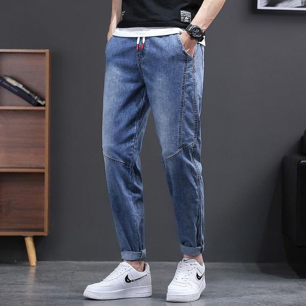 

men's jeans fashion denim casual trousers men large size, Blue