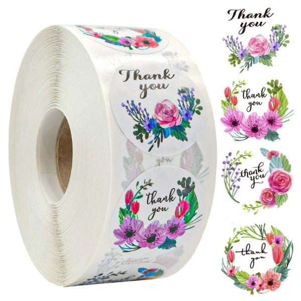 

gift wrap 500pcs thank you sticker 4 patterns green floral holiday party decoration
