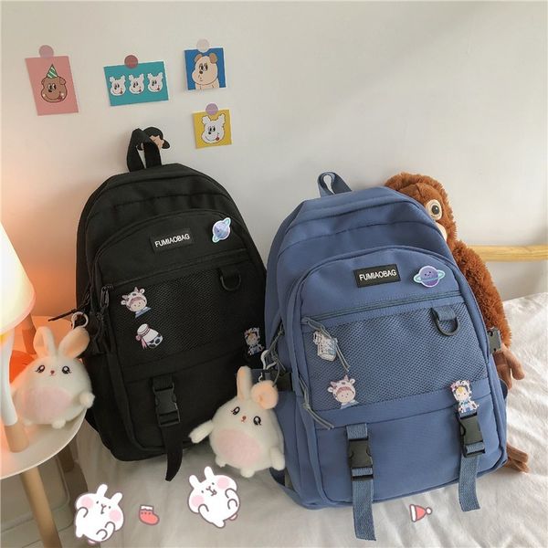 

2021 korean fashion backpack for women simple large-capacity student school bags nylon waterproof