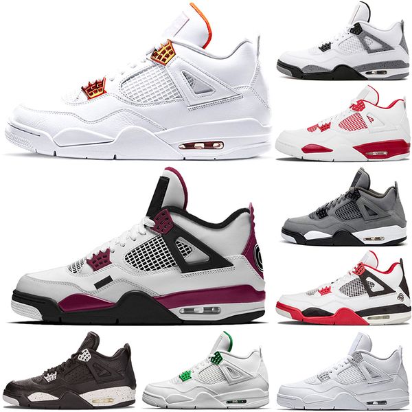 

original 4s basketball shoes men black cat court purple neon bred alternate motorsport orange metallic white cement oreo trainers sneakers, White;red