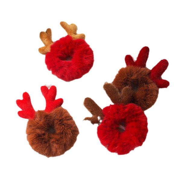 

girls hair accessories tie hairbands bands headbands for childrens cute plush tresses are decorated with christmas leather ropes b9426, Slivery;white