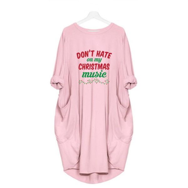 

christmas plus size women midi loose dresses letter print long sleeve o neck vintage party club streetwear vestidos femmerobes casual, Black;gray